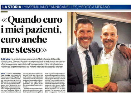 Un articolo sul quotidiano Alto Adige che parla delle attività professionali e umanitarie di Massimiliano Fanni Canelles 🤍